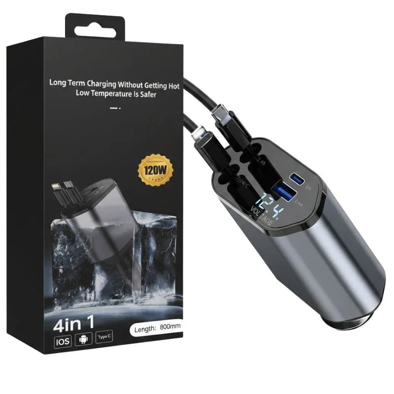 4-in-1 Retractable Car Charger