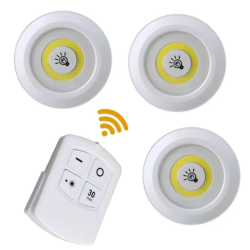 Pack of 3 LED Remote Control Tap Lights