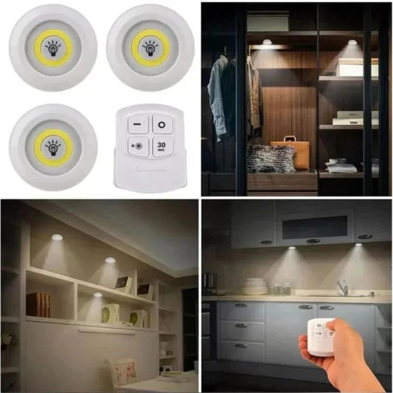 Pack of 3 LED Remote Control Tap Lights